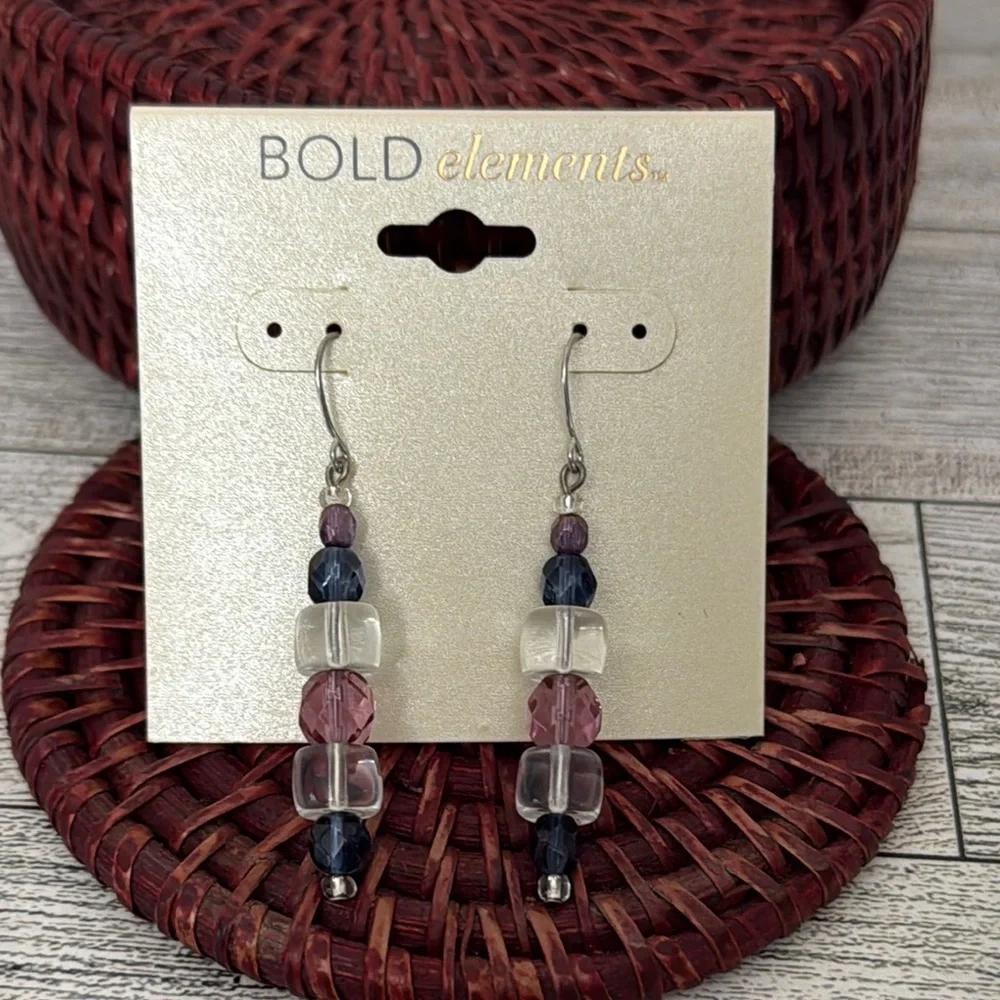 BOLD Elements Purple & Blue Dangle Earrings NEW